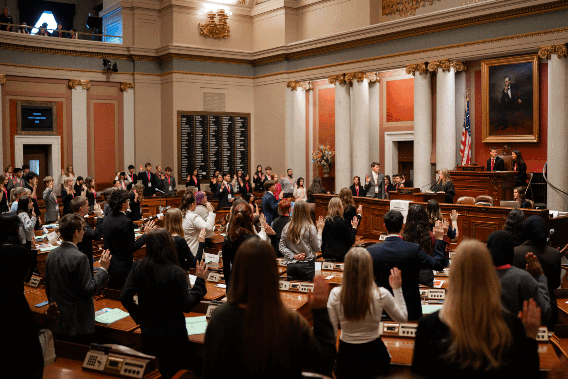 Center for Youth Voice participate in an event at the Minnesota State Capitol.